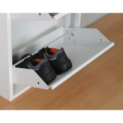 Hioshop Pisa schoenenkast wit metaal met 3 vakken