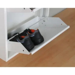 Hioshop Pisa schoenenkast wit metaal met 3 vakken - set van 2