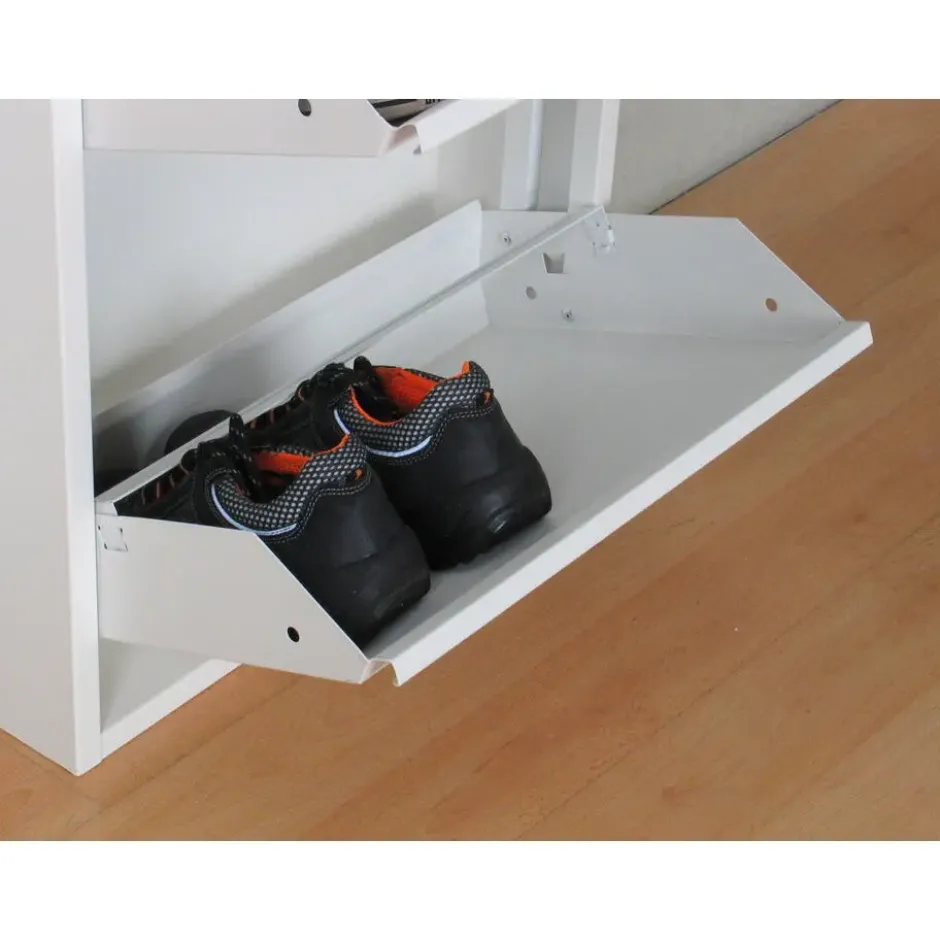 Hioshop Pisa schoenenkast wit metaal met 4 vakken - set van 2