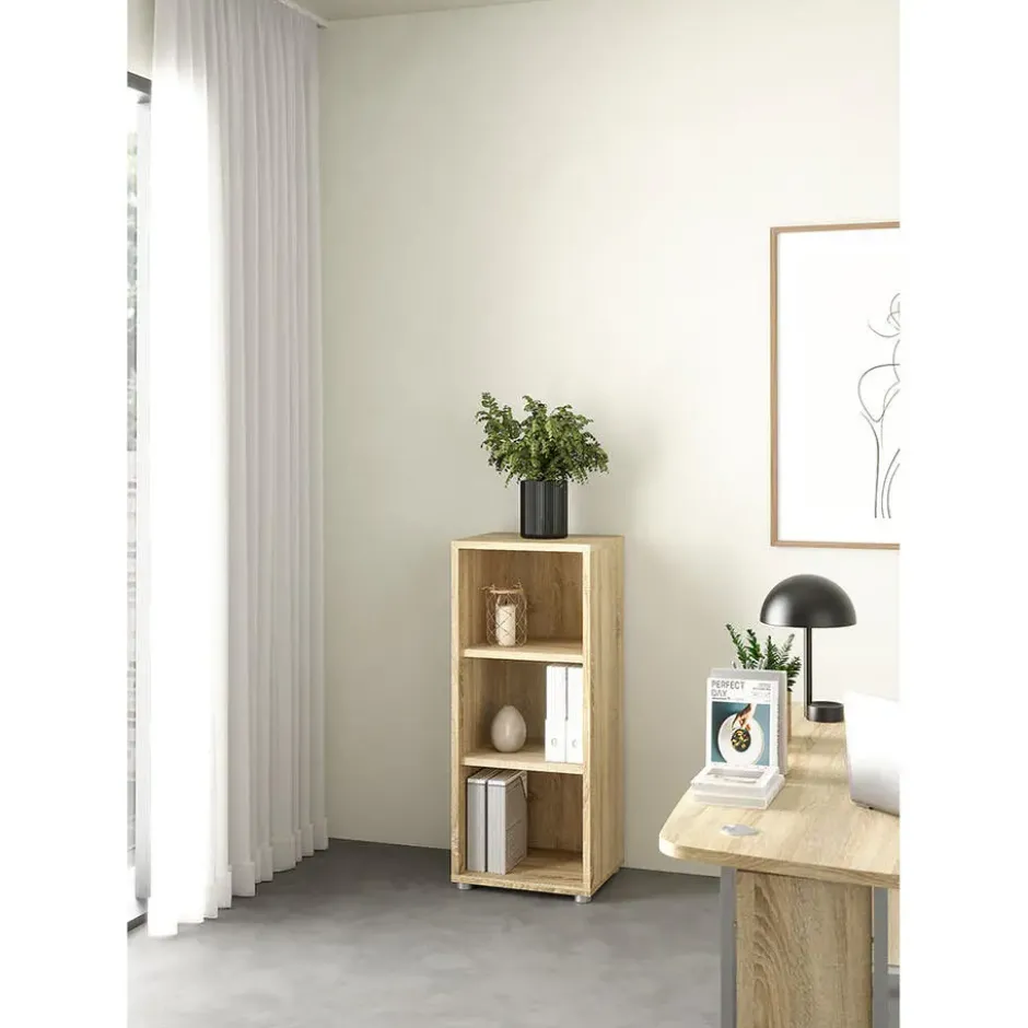 Hioshop Prima wandkast 3 vakken eikenstructuurdecor