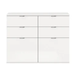 Hioshop ProjektX schoenenkast 4 laden 2 klepdeuren wit hoogglans