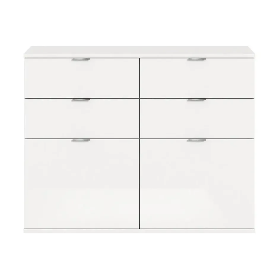 Hioshop ProjektX schoenenkast 4 laden 2 klepdeuren wit hoogglans