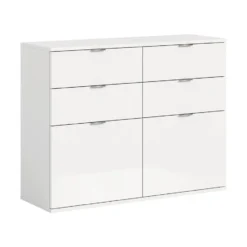 Hioshop ProjektX schoenenkast 4 laden 2 klepdeuren wit hoogglans