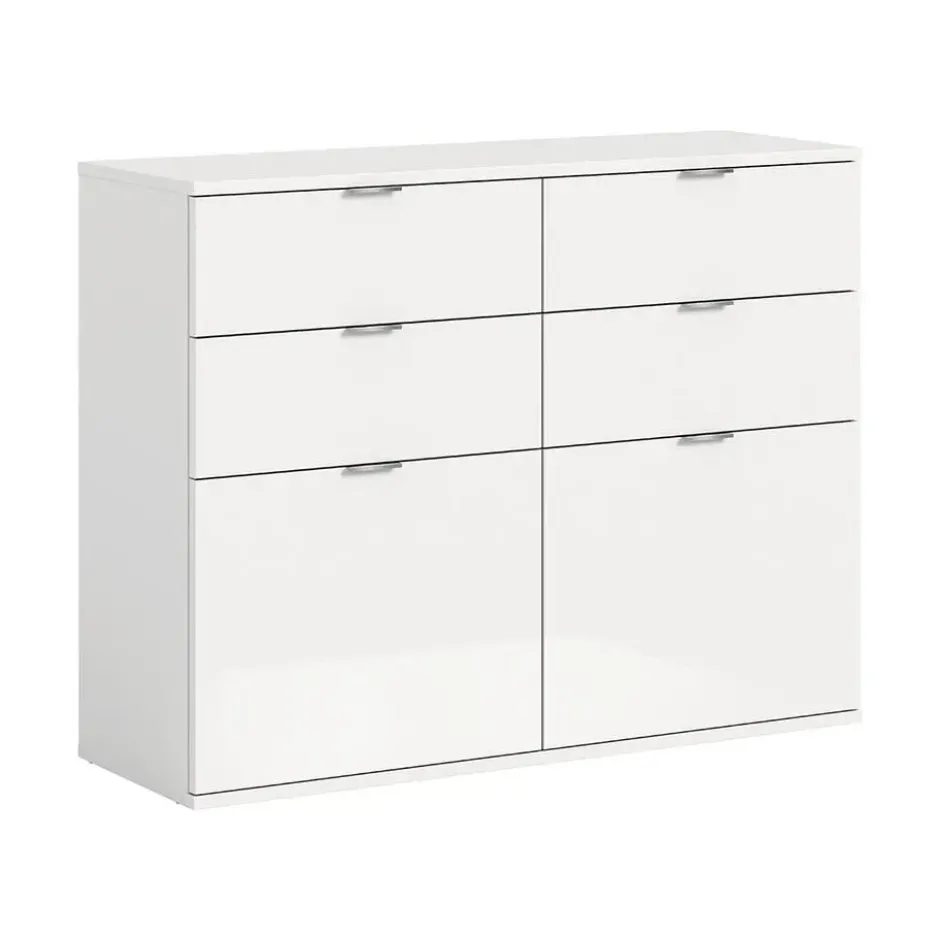 Hioshop ProjektX schoenenkast 4 laden 2 klepdeuren wit hoogglans