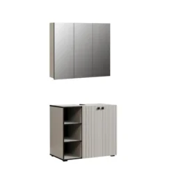 Hioshop PureBliss badkamer waskast en spiegelkast kashmir