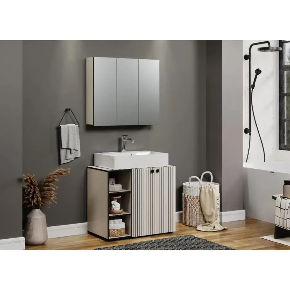 Hioshop PureBliss badkamer waskast en spiegelkast kashmir