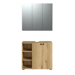 Hioshop PureBliss badkamer waskast en spiegelkast eiken decor