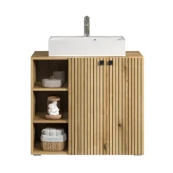 Hioshop PureBliss waskast met wastafel eiken decor