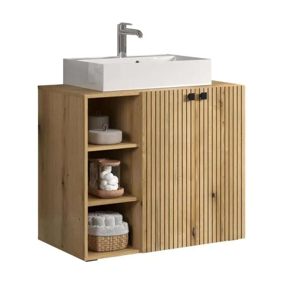 Hioshop PureBliss waskast met wastafel eiken decor