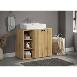 Hioshop PureBliss waskast met wastafel eiken decor