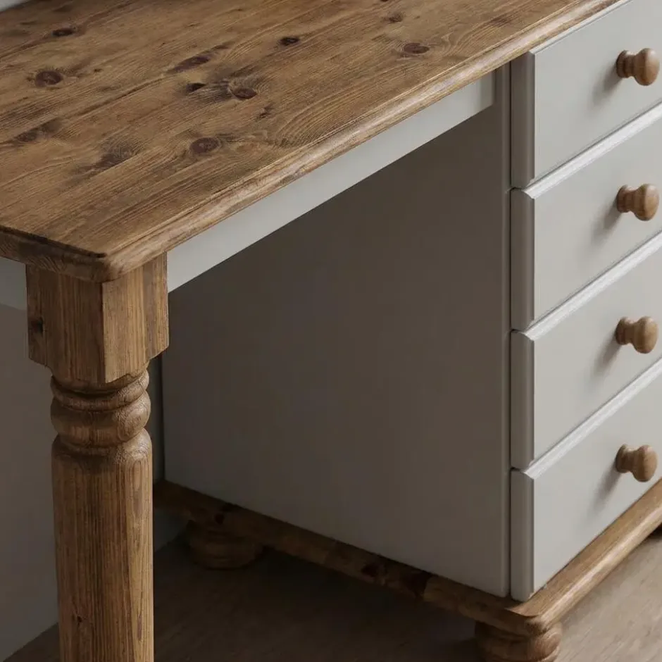 Hioshop Richard kaptafel 4 laden bruin-grijs