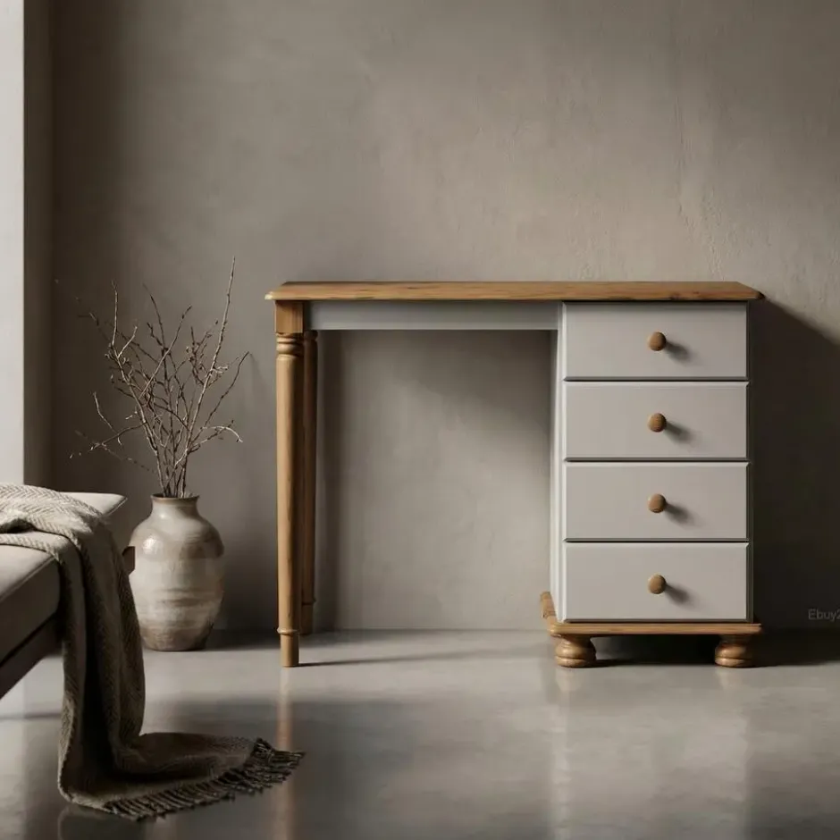 Hioshop Richard kaptafel 4 laden bruin-grijs
