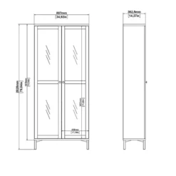 Hioshop Roma vitrinekast 2 deuren wit