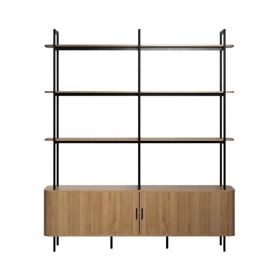 Hioshop Ronin wandkast 2 jaloeziedeuren- 3 planken eiken decor