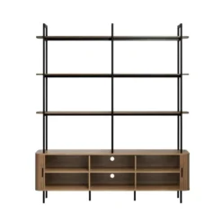 Hioshop Ronin wandkast 2 jaloeziedeuren- 3 planken eiken decor