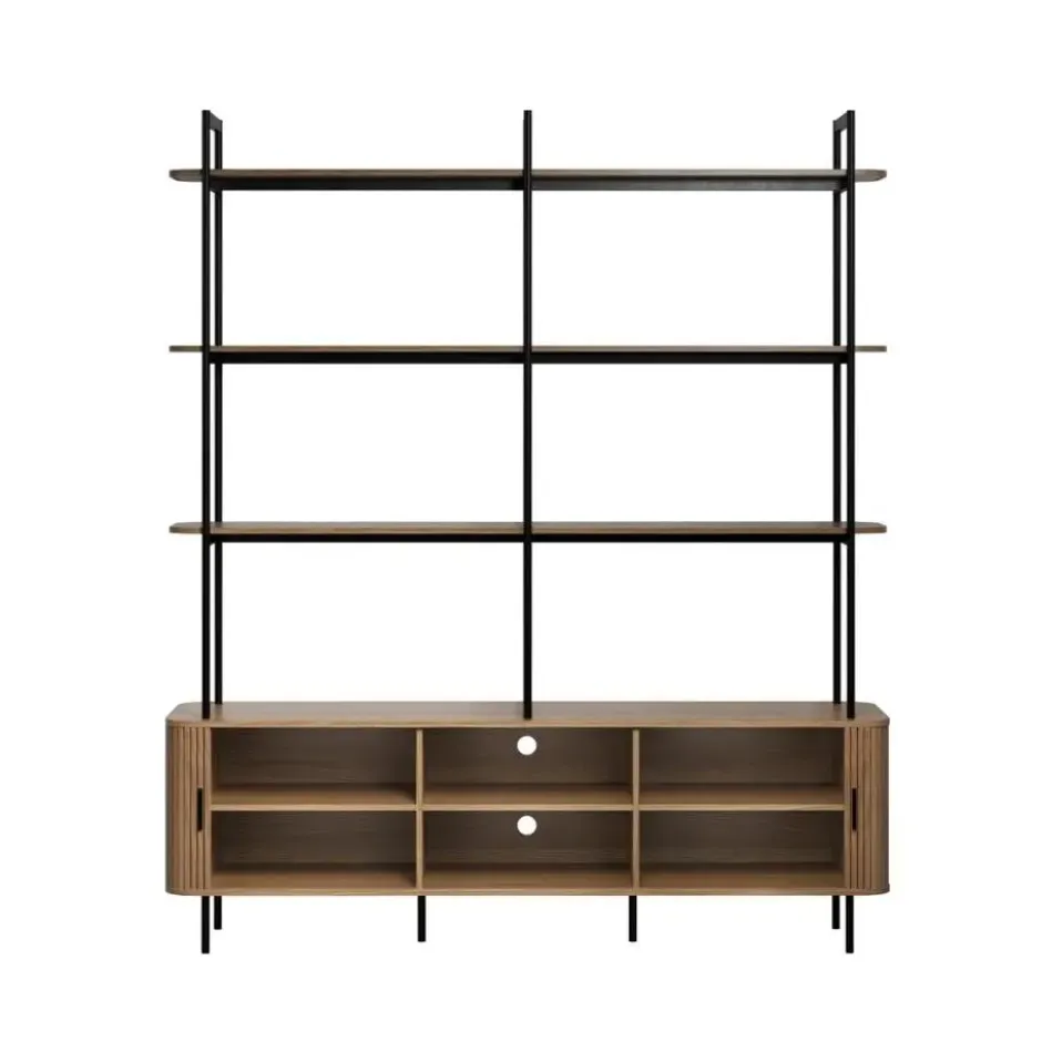 Hioshop Ronin wandkast 2 jaloeziedeuren- 3 planken eiken decor