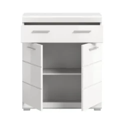 Hioshop Scout badkamerkast 2 deuren- 1 lade wit hoogglans- wit