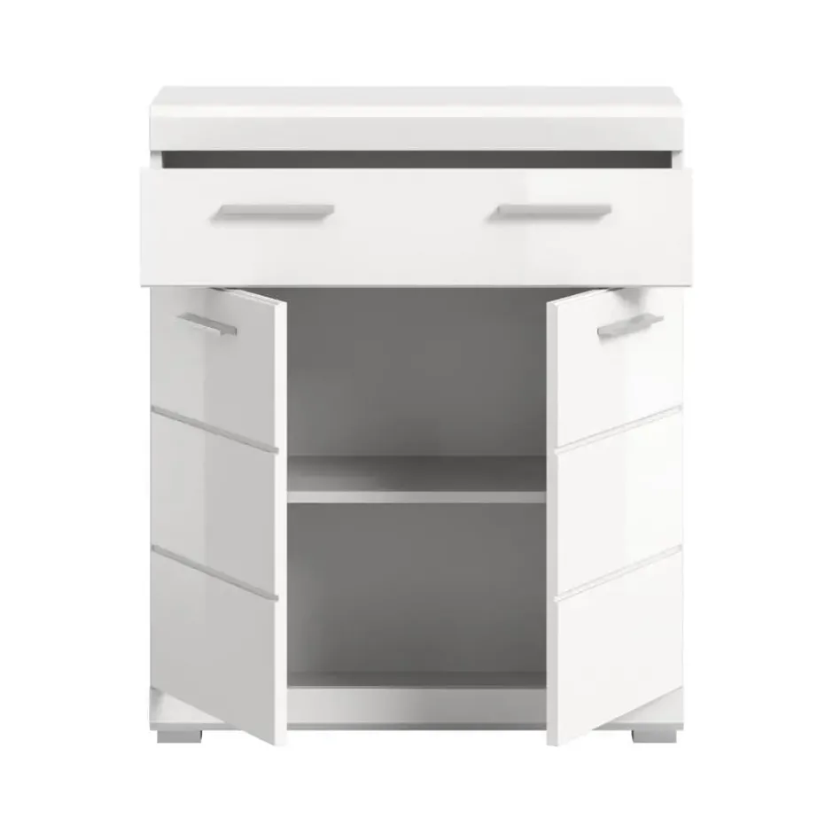 Hioshop Scout badkamerkast 2 deuren- 1 lade wit hoogglans- wit
