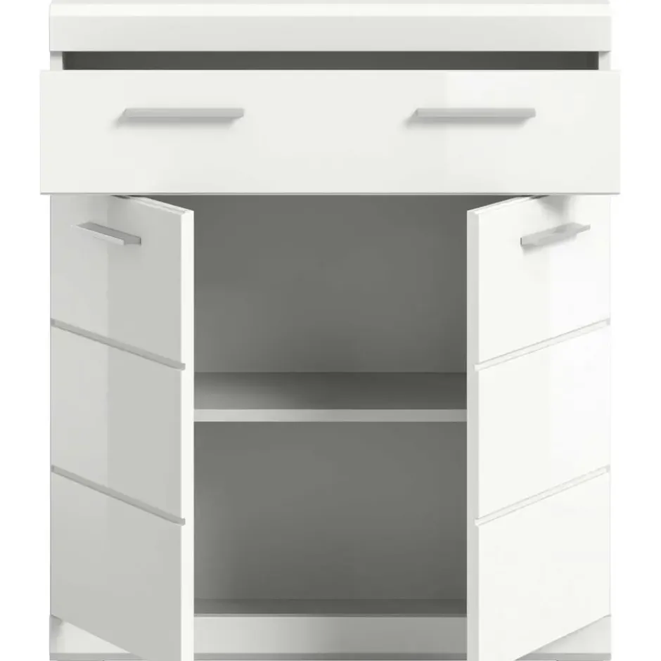 Hioshop Scout badkamerkast 2 deuren- 1 lade wit hoogglans- wit