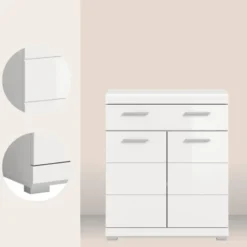 Hioshop Scout badkamerkast 2 deuren- 1 lade wit hoogglans- wit