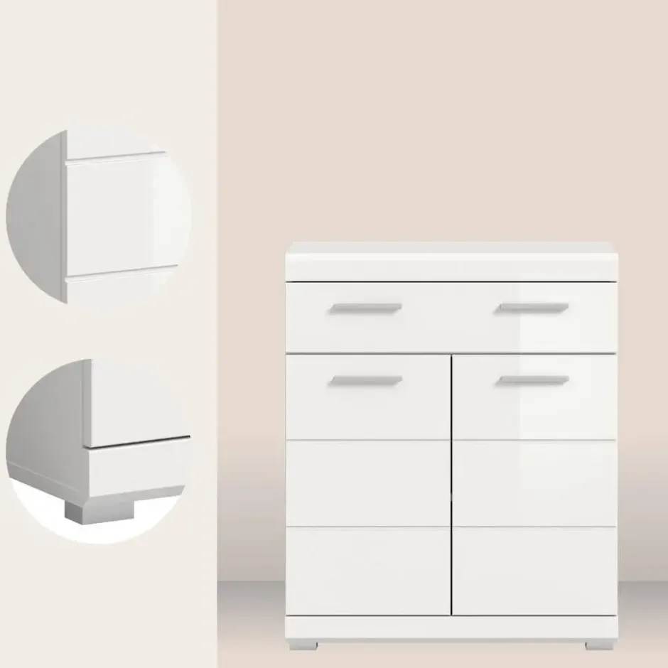 Hioshop Scout badkamerkast 2 deuren- 1 lade wit hoogglans- wit