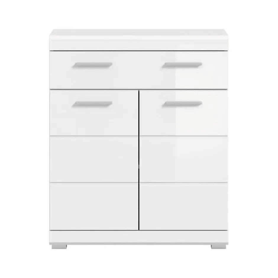Hioshop Scout badkamerkast 2 deuren- 1 lade wit hoogglans- wit