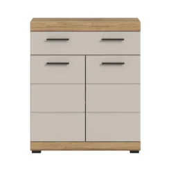 Hioshop Scout badkamerkast 2 deuren- 1 lade kasjmier decor mat- eiken decor