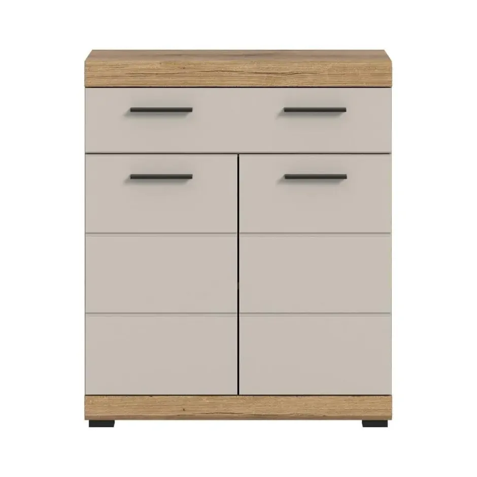 Hioshop Scout badkamerkast 2 deuren- 1 lade kasjmier decor mat- eiken decor