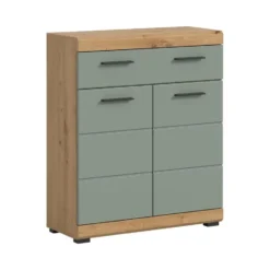 Hioshop Scout badkamerkast 2 deuren- 1 lade salvie decor- eiken decor