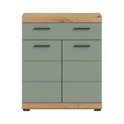 Hioshop Scout badkamerkast 2 deuren- 1 lade salvie decor- eiken decor