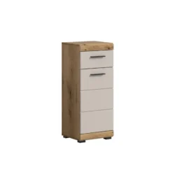 Hioshop Scout badkamerkast 1 deur- 1 lade kasjmier decor mat- eiken decor