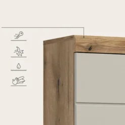 Hioshop Scout kolomkast 2 deuren- 1 lade- 2 planken kasjmier decor mat- eiken