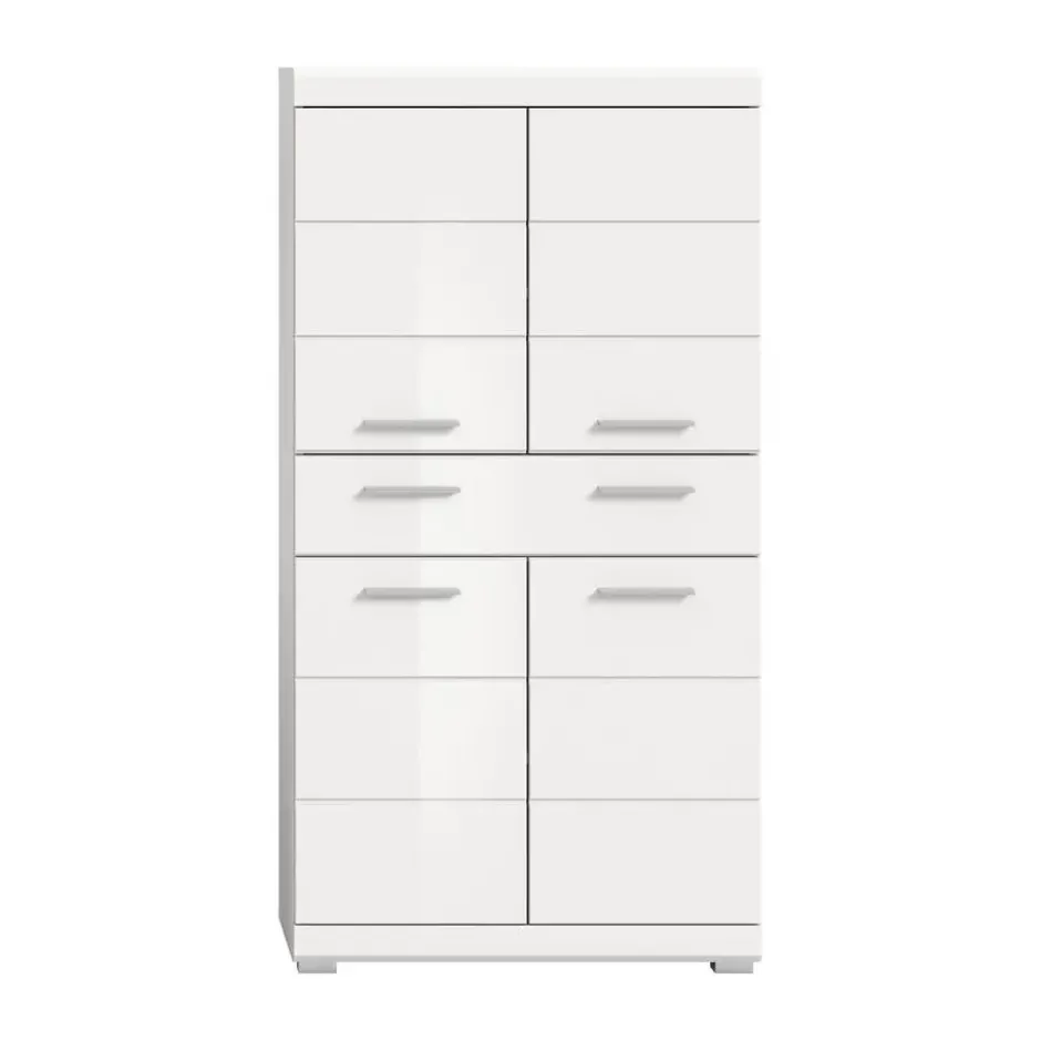 Hioshop Scout kolomkast 4 deuren- 1 lade wit hoogglans- wit