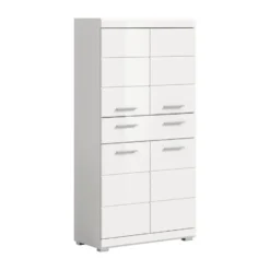Hioshop Scout kolomkast 4 deuren- 1 lade wit hoogglans- wit