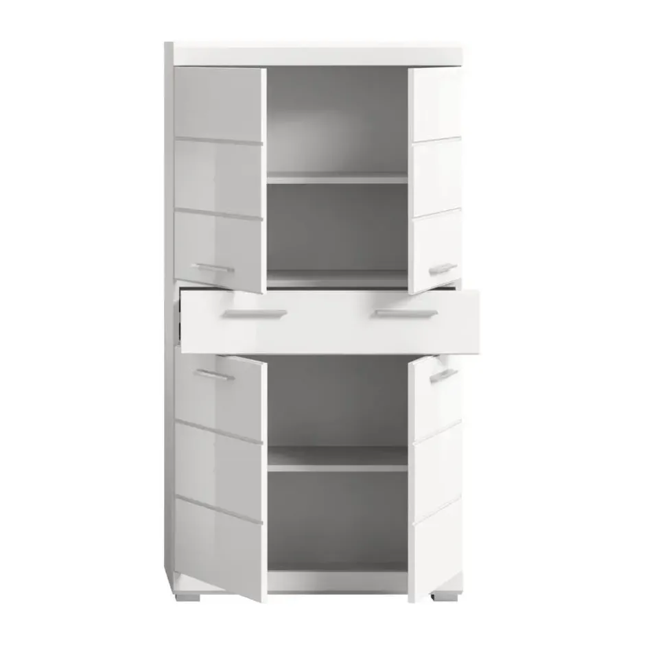 Hioshop Scout kolomkast 4 deuren- 1 lade wit hoogglans- wit