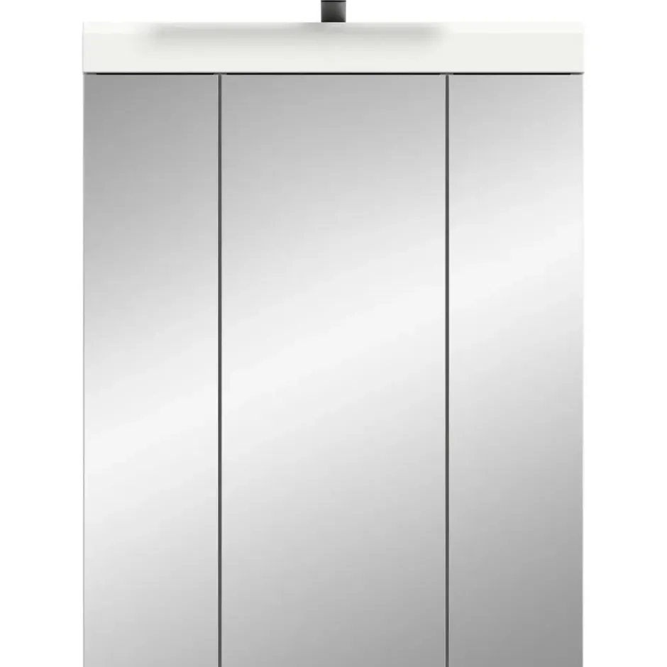 Hioshop Scout spiegelkast inclusief verlichting 2 deuren- 3 spiegeldeuren- 3