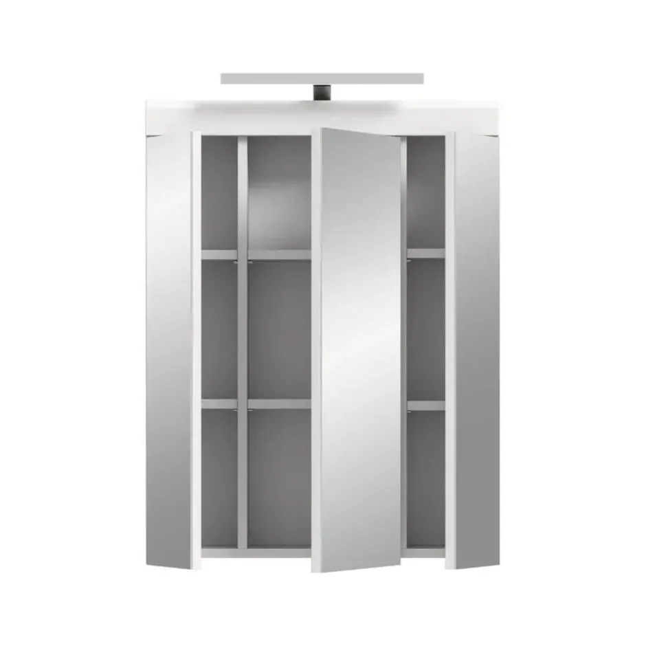 Hioshop Scout spiegelkast inclusief verlichting 2 deuren- 3 spiegeldeuren- 3
