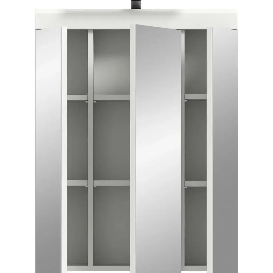 Hioshop Scout spiegelkast inclusief verlichting 2 deuren- 3 spiegeldeuren- 3