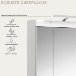 Hioshop Scout spiegelkast inclusief verlichting 2 deuren- 3 spiegeldeuren- 3