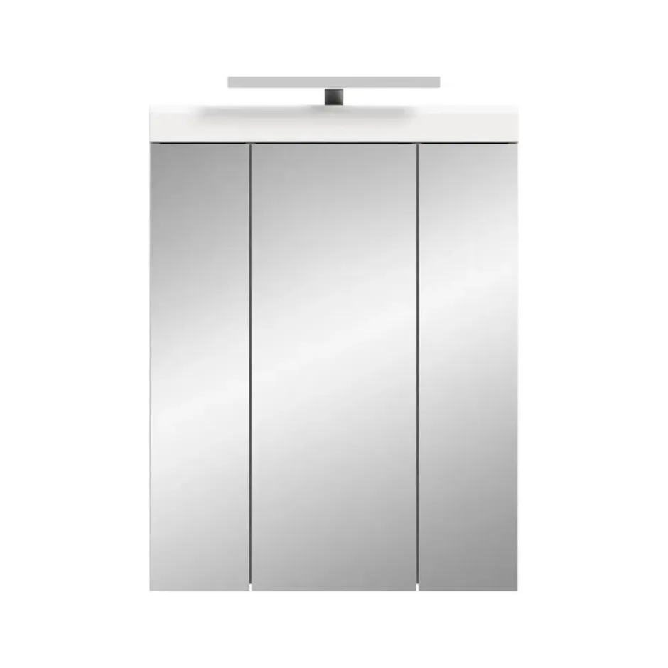 Hioshop Scout spiegelkast inclusief verlichting 2 deuren- 3 spiegeldeuren- 3
