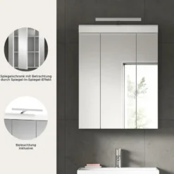 Hioshop Scout spiegelkast inclusief verlichting 2 deuren- 3 spiegeldeuren- 3