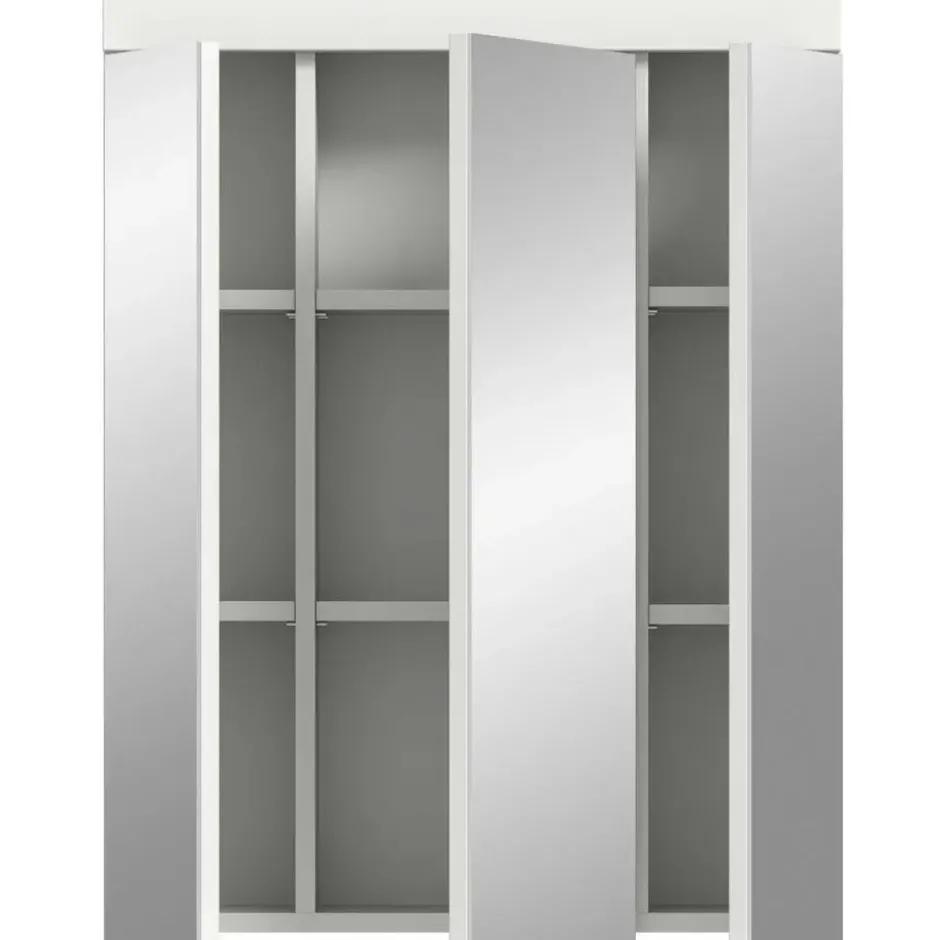 Hioshop Scout spiegelkast 3 spiegeldeuren wit hoogglans- wit