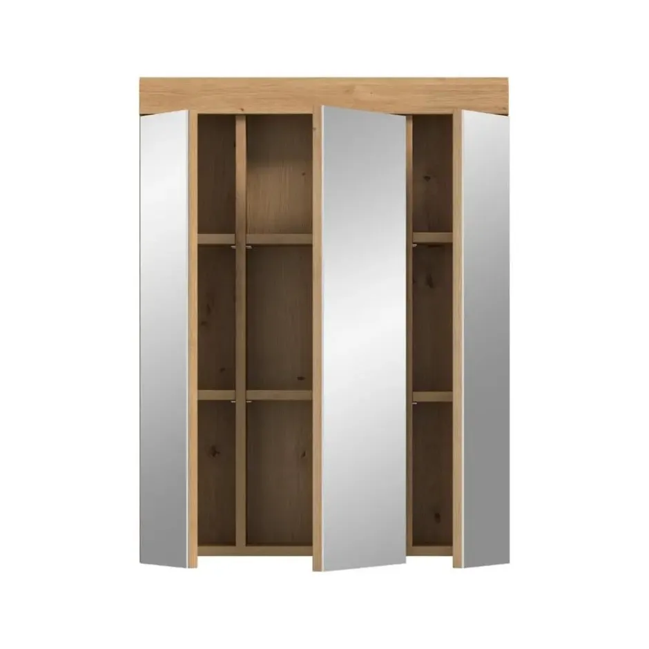 Hioshop Scout spiegelkast 3 spiegeldeuren salvie decor- eiken decor