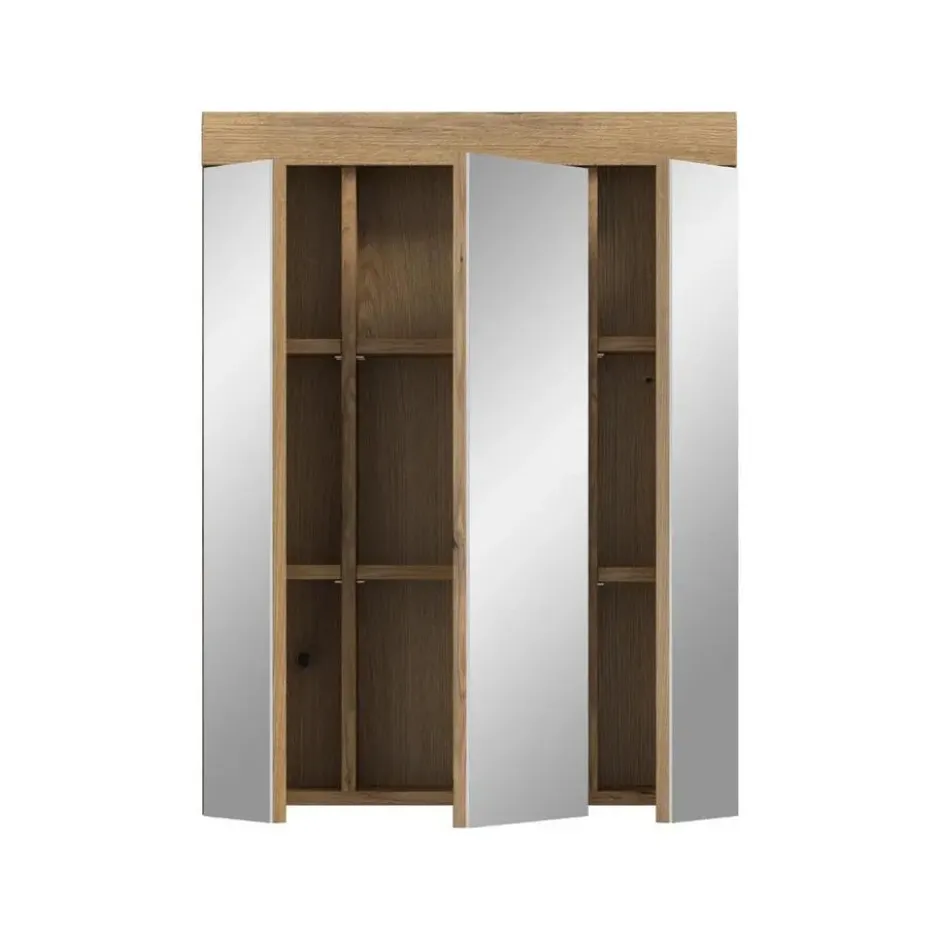 Hioshop Scout spiegelkast 3 spiegeldeuren eiken decor