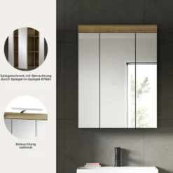 Hioshop Scout spiegelkast 3 spiegeldeuren eiken decor