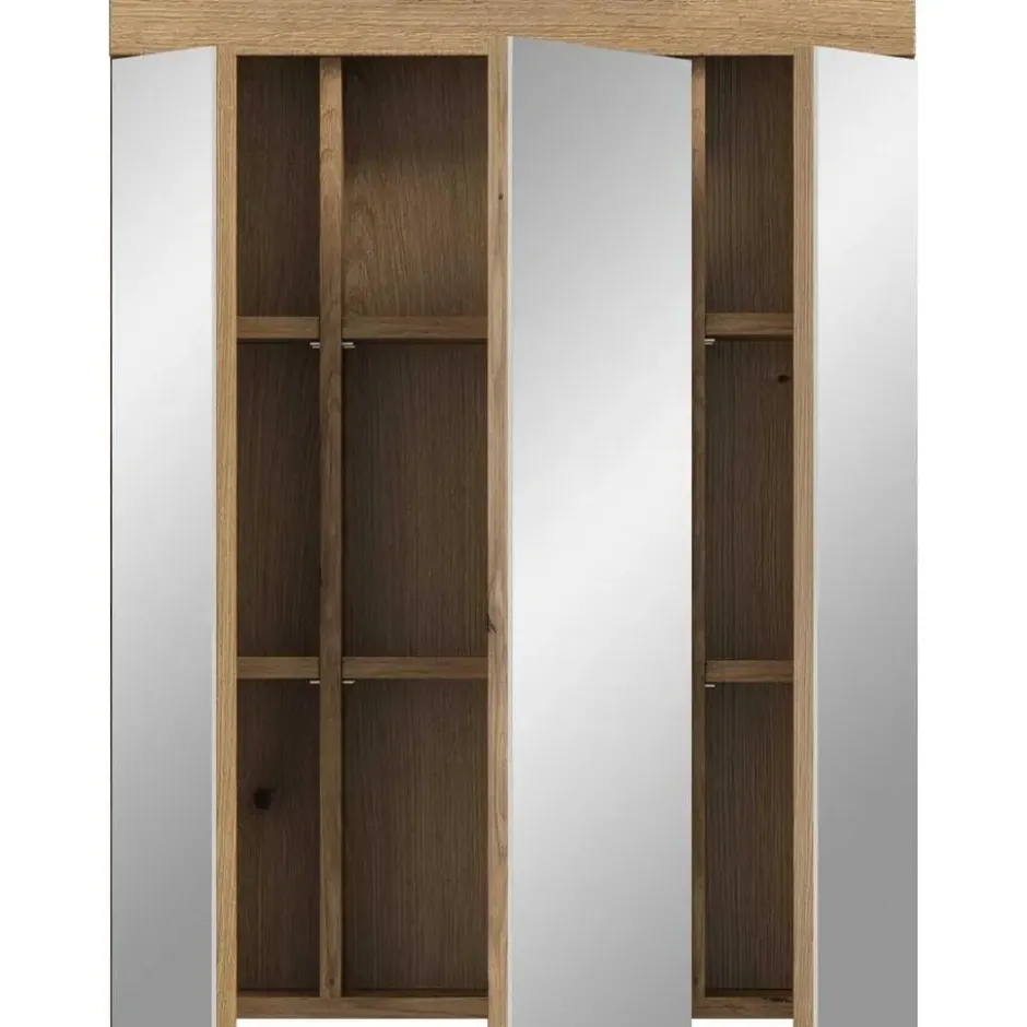 Hioshop Scout spiegelkast 3 spiegeldeuren eiken decor
