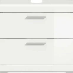 Hioshop Scout wastafel 2 deuren- 2 lades- 2 planken wit hoogglans- wit