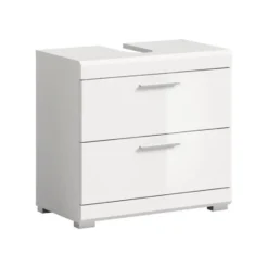 Hioshop Scout wastafel 2 deuren- 2 lades- 2 planken wit hoogglans- wit