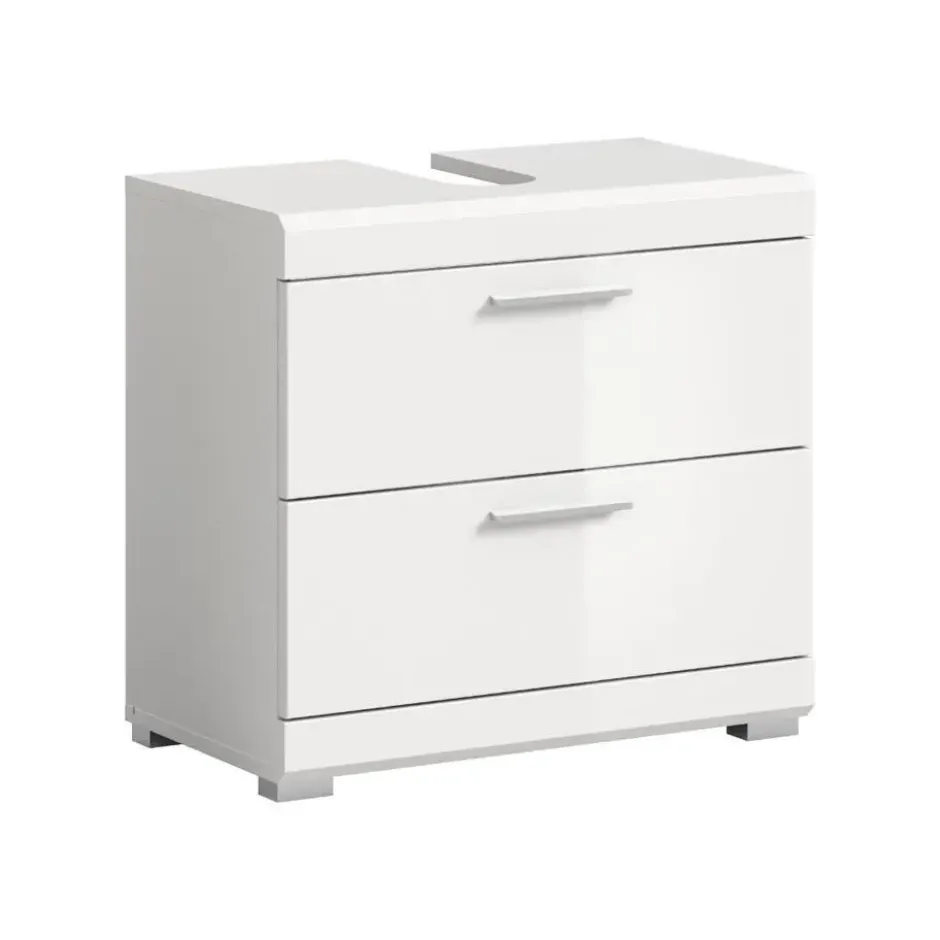 Hioshop Scout wastafel 2 deuren- 2 lades- 2 planken wit hoogglans- wit
