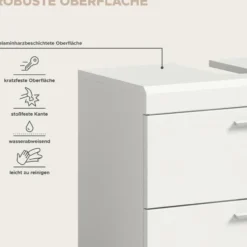 Hioshop Scout wastafel 2 deuren- 2 lades- 2 planken wit hoogglans- wit